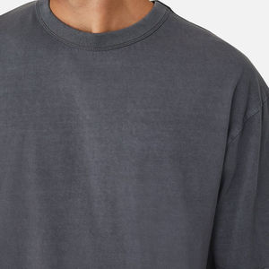 T-shirt à manches courtes gris foncé pour homme, 100% coton, col rond, coupe classique, jersey décontracté, couleur unie, design simple - Product Image 6