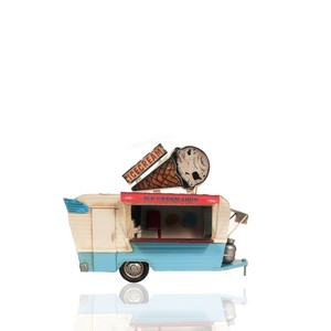 รถพ่วงขายไอศกรีมโลหะทำมือสไตล์วินเทจ ปี 1966 รุ่นรถขายอาหารย้อนยุค ของตกแต่ง ขนาด 24.13x19.05x19.7 ซม. - Product Image 5