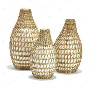 Vietrustic Vintage Bamboo <b>Frame</b> <b>Plant</b> and Flower Organizer Seagrass Vase For Interior Decoration <b>Plant</b> Vase - Product Image 2