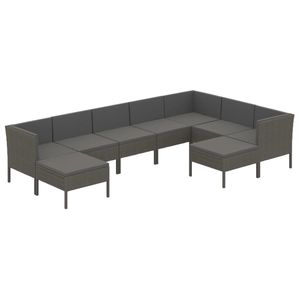Grand ensemble de salon de jardin modulaire en rotin PE gris, mobilier d'extérieur modulaire haut de gamme - Product Image 2