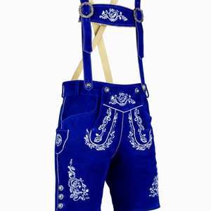 Shorts de festival en cuir bleu bavarois authentiques, tailles européennes 46 à 60 - Product Image 1