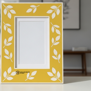 Cadre photo moderne en os incrusté de motifs floraux pour la décoration intérieure, cadre décoratif fait main en os incrusté, finition jaune - Product Image 3