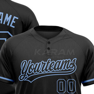 Vente directe d'usine, maillot de baseball personnalisé à deux boutons, manches courtes, 100% polyester, respirant, séchage rapide, unisexe, nouveau style - Product Image 4