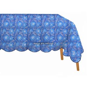 Mantel Rectangular de Algodón con Borde Festoneado de 220 cm, Diseño Estampado a Mano, Tela Suave y Duradera para Mesa de Comedor, Cocina y Jardín, ¡Oferta! - Product Image 4