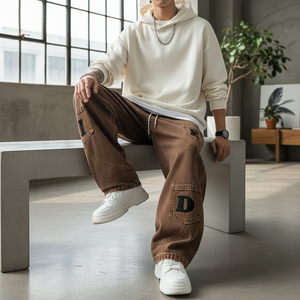 Jeans en denim pour hommes de marque personnalisée, coupe droite vintage, haute qualité, style décontracté, vente en gros de jeans pour hommes - Product Image 5