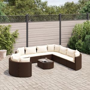 Ensemble de 10 canapés de patio blanc crème et marron pour jardin - Product Image 1