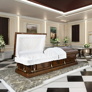 Ataúdes de madera de Estilo Norteamericano de alta calidad Mango de tapa de arco plegable Venta al por mayor del fabricante Nuevas urnas funerarias para - Product Image 2