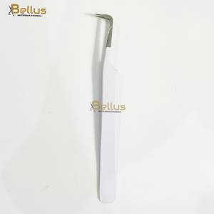Bellus International Professional Pink L-Shape <b>Lash</b> Tweezers Powder Coated Stainless Steel Silver Smooth Precision Tips for - Product Image 4