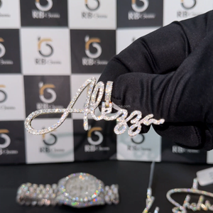 RB GEMS Hip Hop Moissanite Letter Pendant 925 Silver Fully Iced Out <b>Chain</b> <b>Name</b> Custom Moissanite Pendant - Product Image 1