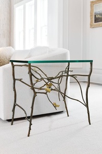 Saleem international 2026 Luxury Upholstered table with Gold Metal Ginkgo <b>Leaf</b> Base Decorative Entryway or Bedroom Seating - Product Image 4