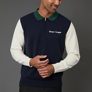 Camiseta Personalizada para Hombre, 100% Algodón, con Cierre de Cremallera de un Cuarto, Tejido Sólido, Manga Corta, Logotipo Personalizado, Secado Rápido, Estilo Urbano, Hip Hop - Product Image 1
