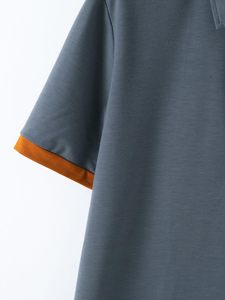 Polo pour homme bleu uni en maille à manches courtes avec poche, style décontracté color block, faible MOQ - Product Image 4