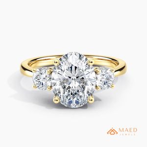 Bague en argent plaqué or avec moissanite taille ovale pour femme – Bijou étincelant de luxe pour fiançailles, mariage, anniversaire et soirée - Product Image 1