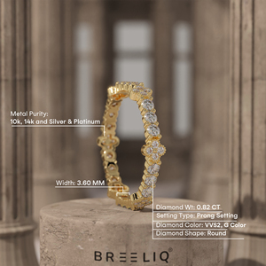 14K Solid Gold Round Lab Grown Diamond Floral Halo Eternity Ring Designer <b>Wedding</b> Band Luxury Fine Jewelry - Product Image 2