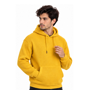 <b>Mens</b> Waffle Knit Hoodie Long Sleeve Pullover <b>Thermal</b> Casual Streetwear Winter Gym Sports Hooded Sweatshirt Custom Wholesale Wear - Product Image 4