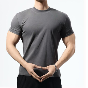 T-shirt de fitness 65% coton 35% polyester, séchage rapide, vêtements de sport à manches courtes, vêtements d'entraînement pour hommes, t-shirt de course, t-shirt de sport musculaire - Product Image 1