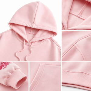 <b>Pink</b> Hooded Fleece <b>Sweatshirt</b> Oversized Breathable Sleeve Casual Unisex Knitted Cotton Winter Wear High Quality - Product Image 6