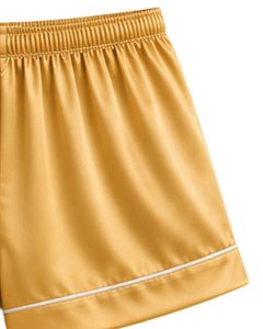 Conjunto de pijama de satén amarillo dorado personalizado para mujer, ropa de dormir de seda de lujo, conjunto de pijama con botones, ropa de dormir suave de manga corta. - Product Image 6