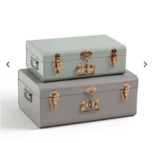 Conjunto de baúles de almacenamiento modernos de metal rosa y marrón con cierres dorados para una organización elegante del hogar - Product Image 2