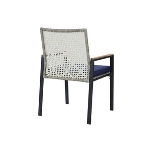 Set da Pranzo da Esterno in Legno di Acacia a 5 Pezzi per Tutte le Stagioni con Foro per Ombrellone, Mobili da Conversazione in Rattan per Bistrot - Product Image 2