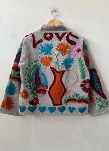 Suzani Winter Jacket Ethnic Chic Outerwear Vintage Style Suzani Jacket Embroidery Velvet Winter Jacket Vintage Coat Unisex - Product Image 6