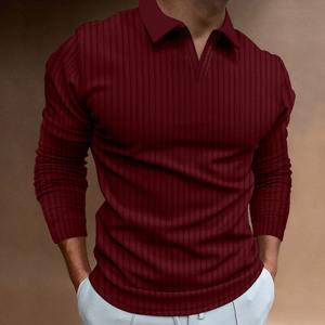 Polo Ligero de Punto 100% Algodón para Hombre, Nuevo Estilo, Camiseta de Punto de Manga Larga de Alta Calidad para Hombre - Product Image 5