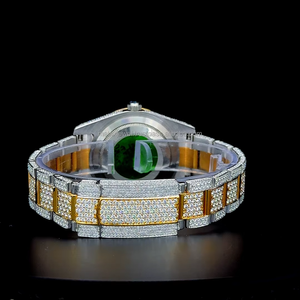 นาฬิกาอัตโนมัติแบบสองสีทองประดับเพชรโมอิสซาไนต์ VVS1 เต็มหน้าปัด คุณภาพพรีเมียม หรูหรา - Product Image 4