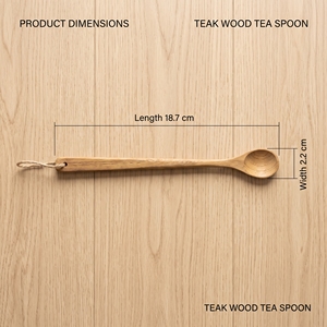 Lot de cuillères à thé classiques en bois de teck, vaisselle 18,7x2,2cm, qualité alimentaire, polies, réutilisables, durables, écologiques - Product Image 4