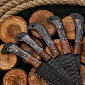Ensemble de couteaux en acier carbone de qualité supérieure, 5 pièces, lame noire, manche en bois, ambidextre, 67 couches, couteaux de chef durables - Product Image 4