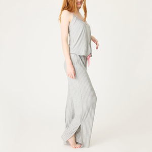 Conjunto de Pijama Térmico de Algodón Tejido para Mujer, Mangas Cortas, Pantalones Cortos, Cintura Elástica, Ropa de Dormir Informal para Verano - Product Image 4