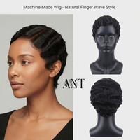 Perruque courte ondulée 100% cheveux humains, coupe pixie, perruque fabriquée à la machine à Shanghai pour femmes noires, usage quotidien