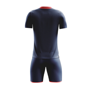 Uniforme de Fútbol para Hombre 100% Poliéster, Color Azul Marino y Rojo, Sublimado, Personalizado con Logotipo, Uniforme de Fútbol con Degradado de Color - Product Image 4