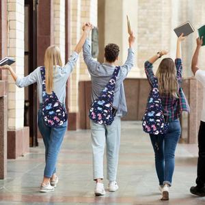 Unisex Lightweight One-Strap Fully Sublimated Crossbody Daypack Fashionable Geometric Backpack Chain for Hiking Everyday Use - Product Image 3