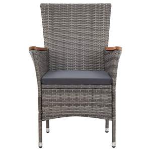 Set da pranzo da 9 pezzi in Poly Rattan grigio con cuscini collezione di mobili da esterno - Product Image 5