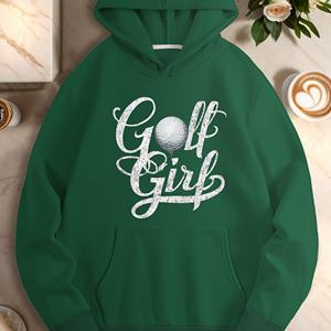Sweat à capuche décontracté pour femme, imprimé Golf Girl, 100 % polyester tricoté 320g, imprimé par transfert thermique, manches longues, pour l'automne - Product Image 5