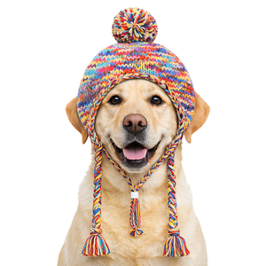 Gorro de punto con pompón para perro, estilo pastel, suave, para invierno, con orejeras, ajuste cómodo para perros con estilo - Product Image 3