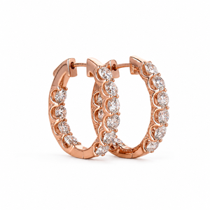 ต่างหูห่วงแบบ Huggie ประดับเพชรเลี้ยงในห้องปฏิบัติการ ทอง 14K |   ต่างหูเพชรแบบมินิมอล |   เครื่องประดับสำหรับงานแต่งงานและวันครบรอบสำหรับผู้หญิง - Product Image 1