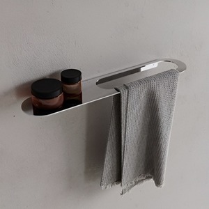 Stainless Steel Single Wall-Mounted <b>Shelf</b> <b>Hook</b> Nickel-Finished Fingerprint-Free Anti-Rust Square Design Modern Bathroom - Product Image 2