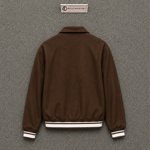 WHOLESALE BROWN VARSITY <b>JACKET</b> FOR MEN'S Solid Color Turn-down Collar Regular Fit Casual Autumn Wear WINTER FASHION SNAP BUTTON - Product Image 6