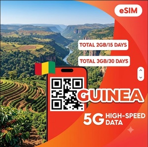 Carte SIM électronique de voyage en Guinée 2 Go 15 jours et 3 Go 30 jours – Internet 4G/5G haute vitesse avec activation rapide par QR - Product Image 1
