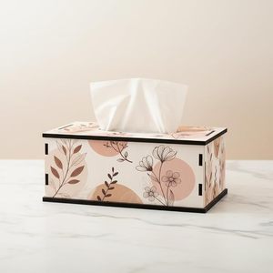 Modern Floral Wooden Napkin Holder & Tissue Box Cover Decorative for Case for <b>Table</b> Decoration in Home <b>Car</b> Bathroom - Product Image 4