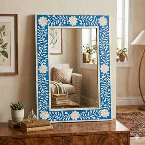 Marco de espejo decorativo único de calidad premium hecho a mano con incrustaciones de hueso para interiores de oficinas, hoteles y restaurantes a precio de mayorista. - Product Image 5