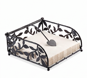 Porte-serviettes en métal noir fait main, design Arbre de Vie, parfait pour une décoration de table élégante et un accessoire de salle à manger pour maisons chics. - Product Image 1
