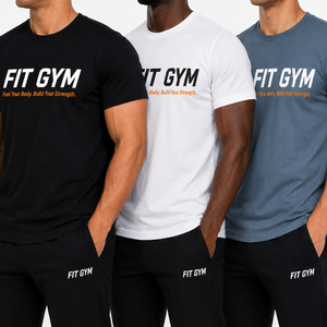 เสื้อยืดคอกลมแขนสั้นผู้ชาย Fit Gym รุ่นโปรโมชั่น ผ้าฝ้ายพิมพ์ลาย DTF ทรงเข้ารูป ระบายอากาศได้ดี |   ผู้ผลิต OEM บังกลาเทศ - Product Image 2