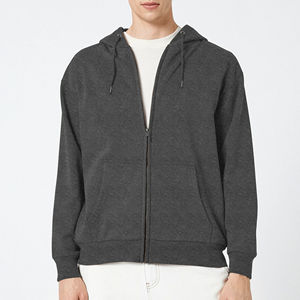 Vente en gros – Nouveau sweat à capuche noir uni pour homme 2026, entièrement zippé, hiver, 100 % coton, coupe-vent, respirant, service personnalisé OEM - Product Image 2