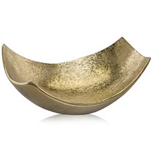 Luxury Gold Boat Shaped Decorative Bowl Modern Metal Fruit Dish Centerpiece Curved Serving Tray Home <b>Table</b> Decor Craftera Export - Product Image 5