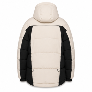 Premium Winter Puffer <b>Jacket</b> Modern Streetwear Contrast Panels Warm Filling Custom Logo Embroidery OEM Adjustable Drawcord Hem - Product Image 3