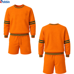 Conjunto de Pantalones Cortos de Punto Rojos de 2 Piezas Estilo Hip Hop, Cuello Redondo, Manga Larga, Color Sólido, Ropa Deportiva Informal Unisex, Transpirable para Primavera/Verano - Product Image 2