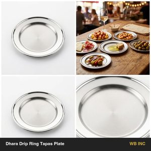 Handmade SS304 Tapas <b>Plate</b> 16 cm Satin Bright Edge Catch <b>Ring</b> Dhara Drip <b>Ring</b> Home Decor Hotel Wedding Table Board - Product Image 5