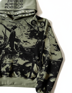 Wholesale Pattern Print Oversized Cropped drop shoulder Heavyweight <b>pullover</b> <b>mens</b> hoodie 100%Cotton Fleece 450 gsm - Product Image 3